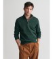 Gant Camisola Sacker Rib com meio fecho de correr verde