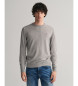 Gant Pullover mit rundem Halsausschnitt aus sehr feiner grauer Schafswolle