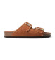 Genuins Brown Honolulu Lead Velour Leather Sandals