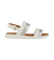 GEOX Open-toed leather sandals white, silver 