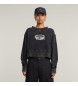 G-Star Overgeverfd Cropped Logo Los Sweatshirt zwart