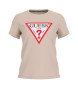 Guess Beigefarbenes T-Shirt mit dreieckigem Logo