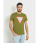 Guess T-shirt vert à logo triangulaire