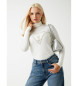 Guess Pull  col roul avec logo triangulaire blanc cass