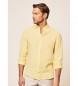 Hackett London Lniana koszula slim w kolorze żółtym