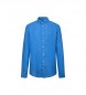 Hackett London Smal skjorta i linne blå