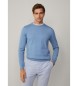 Hackett London Pull en coton et cachemire bleu