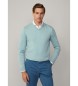 Hackett London Jersey en una mezcla de algodn y cashmere turquesa