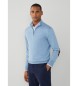 Hackett London Kašmirski pulover z zadrgo modre barve