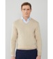 Hackett London Beżowy sweter Cashmere V