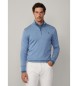 Hackett London Pullover aus blauem Baumwoll- und Seidenstoff