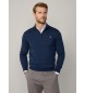 Hackett London Pullover aus navyfarbenem Baumwoll- und Seidenstoff