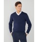 Hackett London Pulover Navy bombaž