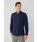 Hackett London Garment Dye-skjorta i linne marinblå
