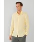 Hackett London Camisa de linho tingida em tecido amarelo