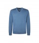 Hackett London Merino-Pullover mit V-Ausschnitt blau