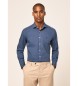 Hackett London Gment Dyed Strch Pop blaues Denim Hemd