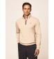 Hackett London Pullover Jacq Trim Hz bege