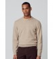Hackett London Ovčja volna Posadka pulover rjave barve