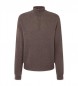 Hackett London Merino Cash Mix Sweater Brown zip