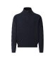 Hackett London Pullover Lambswool Cable Hzip navy