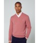 Hackett London Lambswool wool pullover V Neck pink