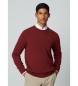 Hackett London Jersey de lana Lambwool Cable Crew rojo brick