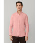 Hackett London Camisa de linho tingida cor-de-rosa com corte à medida
