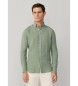 Hackett London Camisa de linho tingida de linho ajustada por medida verde