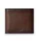 Hackett London Portefeuille pliable en cuir avec logo en relief marron