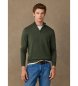 Hackett London Jersey con cremallera Essential Cotton verde oliva