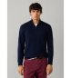 Hackett London Jersey con cremallera Merino Cash Mix marino