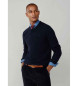 Hackett London Jersey de Lana Liso marino