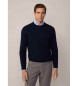 Hackett London Maglione in misto lana merino blu scuro