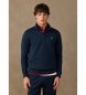 Hackett London sudadera algodón con cremallera y logo marino