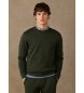 Hackett London Sudadera algodón cuello redondo con logo verde