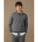 Hackett London sudadera algodón con cremallera y logo gris