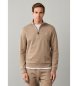 Hackett London Sweatshirt med kort lynlås i beige