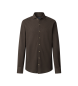 Hackett London Camicia in piqu mlange marrone scuro