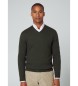 Hackett London Merino Cash Mix V Pullover grün