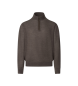 Hackett London Jersey Merino Silk Hzip marrón