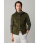 Hackett London Colete de pele Rib verde-oliva