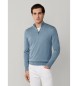 Hackett London maglione blu con cerniera a un quarto