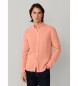Hackett London Camisa de linho tingida com corte à medida laranja