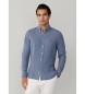 Hackett London Camisa de linho tingida de ajuste personalizado azul