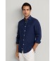 Hackett London Camisa ESS GMD Linen Kent azul-marinho