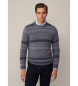 Hackett London Fairisle Crew pulover sive barve