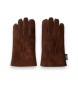 Hackett London Luvas de couro Sherling Handstitch marrom