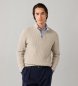 Hackett London Maglione con cerniera Highland Stitch Hzip beige
