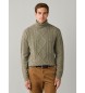 Hackett London Jersey de cuello alto Argyle verde oliva